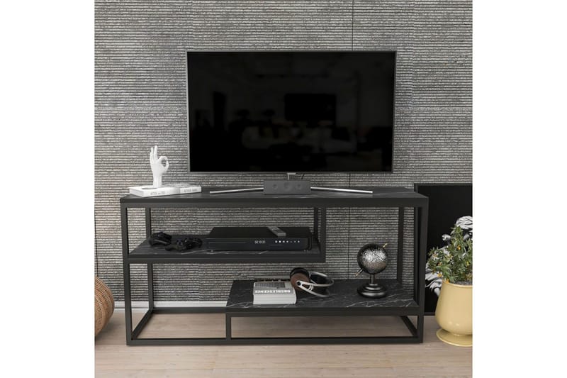 Lorin TV-bænk 120 cm - Sort/Hvid - Møbler - TV borde & mediemøbler - TV-borde