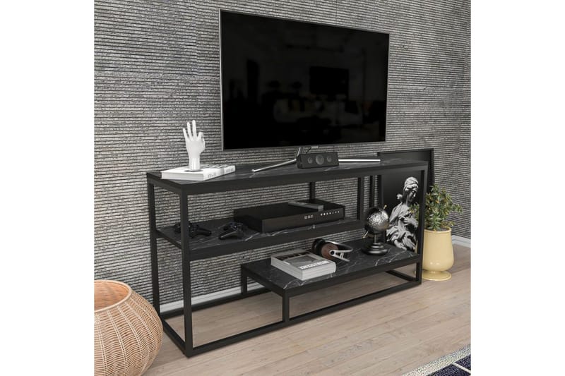 Lorin TV-bænk 120 cm - Sort/Hvid - Møbler - TV borde & mediemøbler - TV-borde