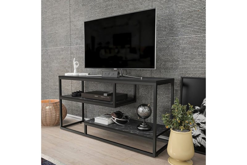 Lorin TV-bænk 120 cm - Sort/Hvid - Møbler - TV borde & mediemøbler - TV-borde