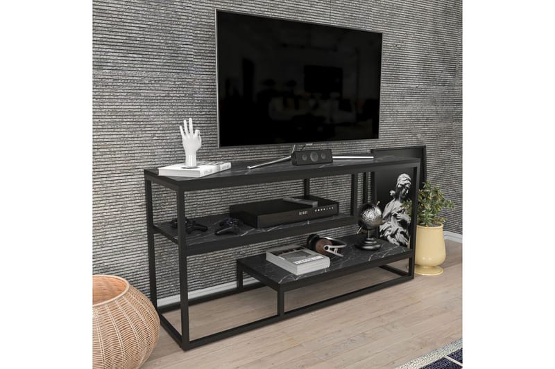 Lorin TV-bænk 120 cm - Sort/Hvid - Møbler - TV borde & mediemøbler - TV-borde