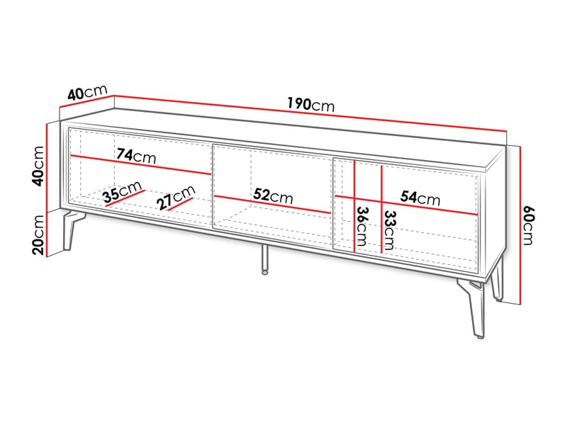Lorvenn TV-bænk 190 cm - Brun/Sort - Møbler - TV borde & mediemøbler - TV-borde