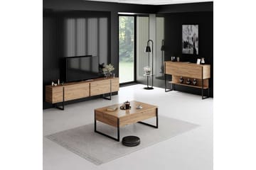 Luxe Gulvstående Tv-bænk 180 cm med Opbevaring i Fyr - Beige - Møbler - TV borde & mediemøbler - TV-borde