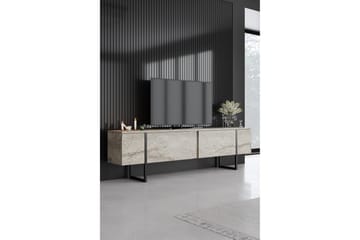 Luxe Gulvstående Tv-bænk 180 cm med Opbevaring i Sten med Metalben - Beige - Møbler - TV borde & mediemøbler - TV-borde