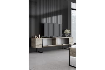 Luxe Gulvstående Tv-bænk 180 cm med Opbevaring i Sten med Metalben - Beige - Møbler - TV borde & mediemøbler - TV-borde