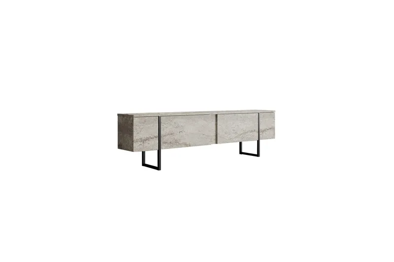 Luxe Gulvstående Tv-bænk 180 cm med Opbevaring i Sten med Metalben, Beige