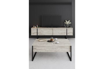 Luxe Gulvstående Tv-bænk 180 cm med Opbevaring i Sten med Metalben - Beige - Møbler - TV borde & mediemøbler - TV-borde