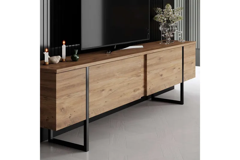 Luxe TV-bænk 180 cm - Natur/Sort - Møbler - TV borde & mediemøbler - TV-borde