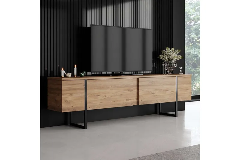 Luxe TV-bænk 180 cm - Natur/Sort - Møbler - TV borde & mediemøbler - TV-borde