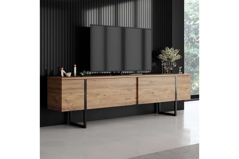 Luxe TV-bænk 180 cm - Natur/Sort - Møbler - TV borde & mediemøbler - TV-borde