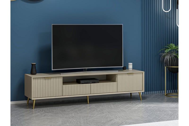 Luxe Tv-bord til Gulv 180 cm med Opbevaring i Eg - Beige - Møbler - TV borde & mediemøbler - TV-borde