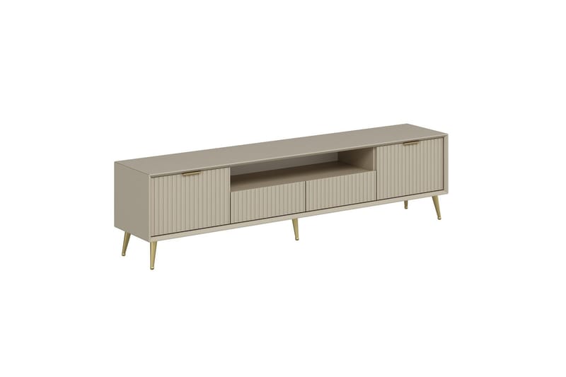 Luxe Tv-bord til Gulv 180 cm med Opbevaring i Eg, Beige