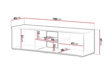 Lyrosen Gulvstående TV-bænk 140 cm med Opbevaring i Malet Træ - Beige - Møbler - TV borde & mediemøbler - TV-borde