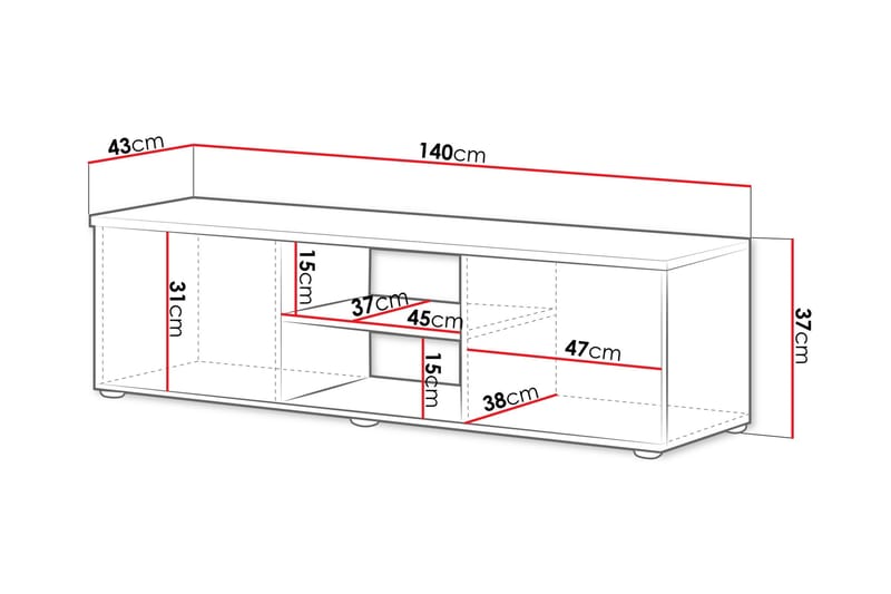 Lyrosen Gulvstående TV-bænk 140 cm med Opbevaring i Malet Træ - Beige - Møbler - TV borde & mediemøbler - TV-borde