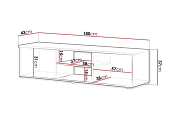 Lyrosen Gulvstående TV-bænk 180 cm med Opbevaring i Malet Træ - Beige - Møbler - TV borde & mediemøbler - TV-borde