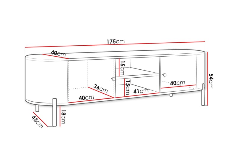 Maggio TV-bænk 175x43 cm - Beige - Møbler - TV borde & mediemøbler - TV-borde
