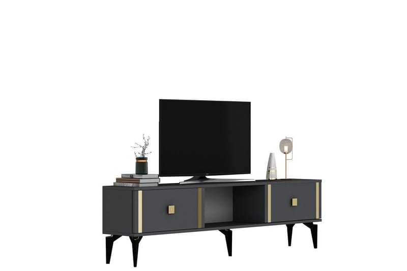Male TV-bænk 150 cm - Antracit/Guld - Møbler - TV borde & mediemøbler - TV-borde