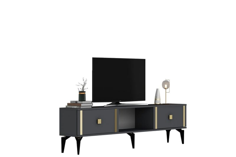 Male TV-bænk 150 cm - Antracit/Guld - Møbler - TV borde & mediemøbler - TV-borde