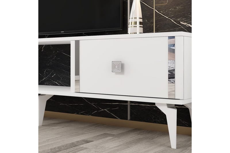 Male TV-bænk 150 cm - Hvid/Sølv - Møbler - TV borde & mediemøbler - TV-borde