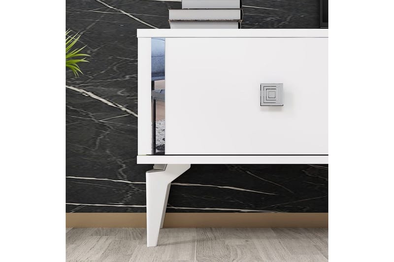 Male TV-bænk 150 cm - Hvid/Sølv - Møbler - TV borde & mediemøbler - TV-borde