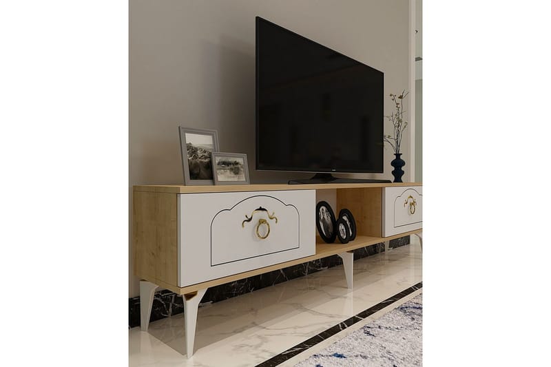 Maren TV-bænk 150 cm - Eg/Hvid - Møbler - TV borde & mediemøbler - TV-borde