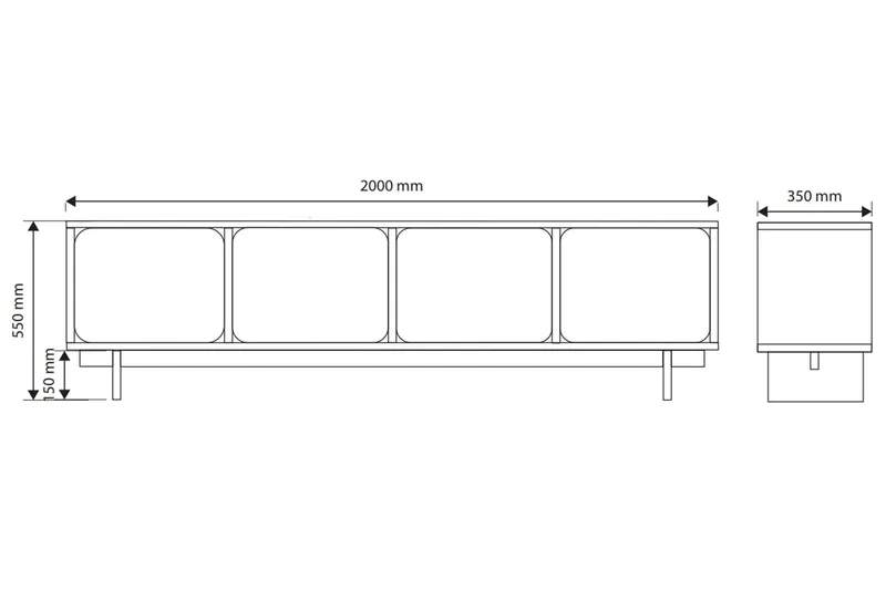 Marinport TV-bænk 200 cm - Beige - Møbler - TV borde & mediemøbler - TV-borde