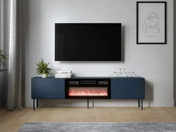 Marros TV-bord 200 cm med Elektrisk Pejs - Blå - Møbler - TV borde & mediemøbler - TV-borde