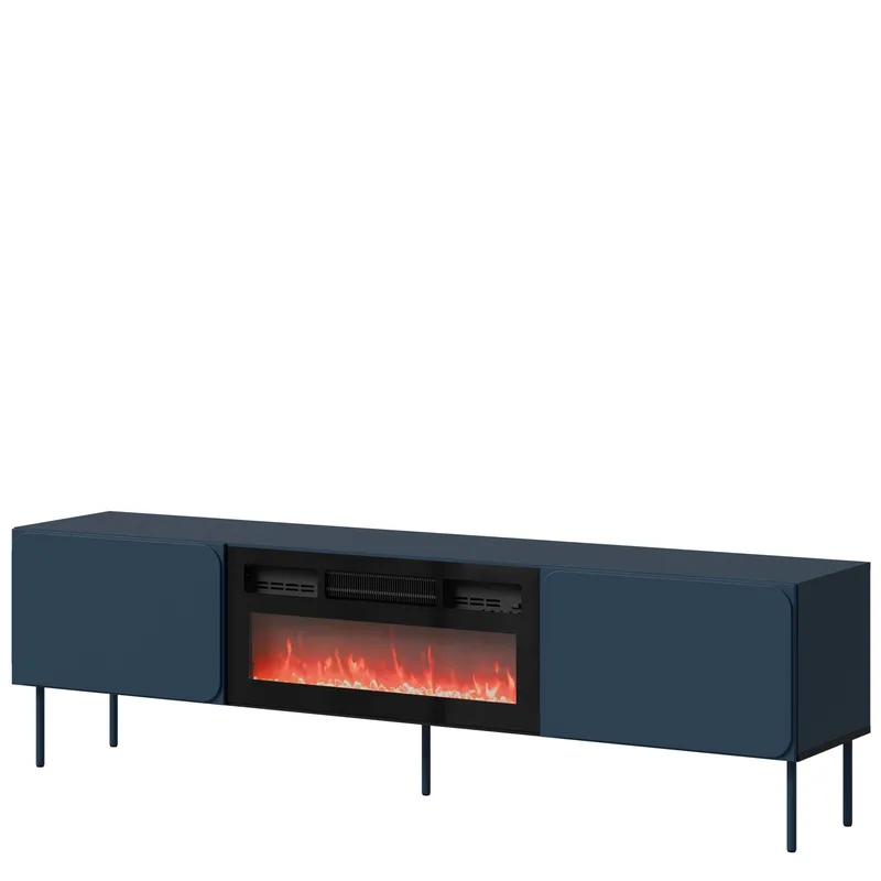 Marros TV-bord 200 cm med Elektrisk Pejs, Blå