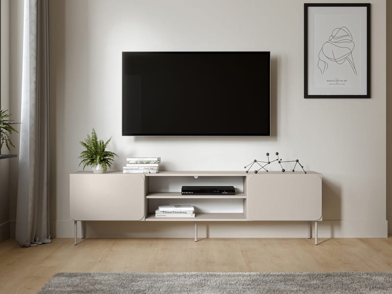 Marros TV-bord 200 cm med Hylder - Beige - Møbler - TV borde & mediemøbler - TV-borde