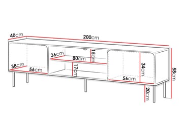 Marros TV-bord 200 cm med Hylder - Blå - Møbler - TV borde & mediemøbler - TV-borde