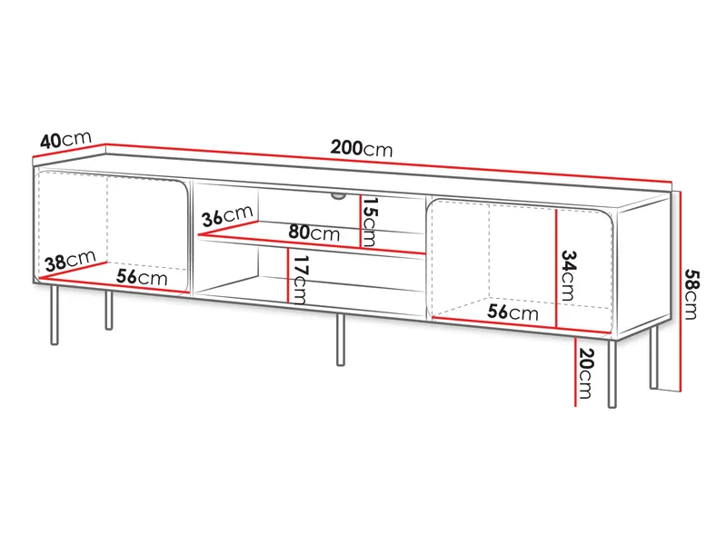 Marros TV-bord 200 cm med Hylder - Blå - Møbler - TV borde & mediemøbler - TV-skab