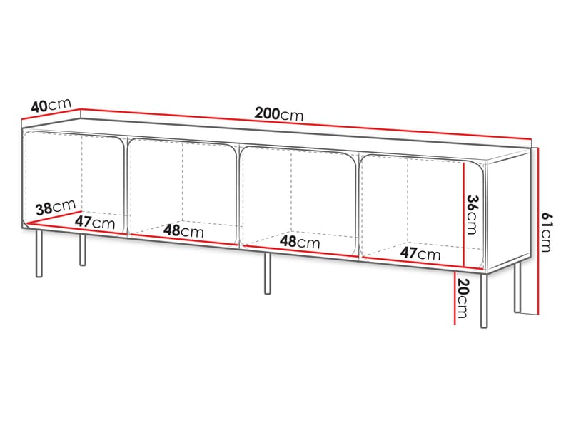 Marros TV-bord 200 cm - Toscansk rød - Møbler - TV borde & mediemøbler - TV-skab