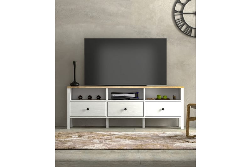 Marven TV-bænk 160 cm - Natur/Hvid - Møbler - TV borde & mediemøbler - TV-borde