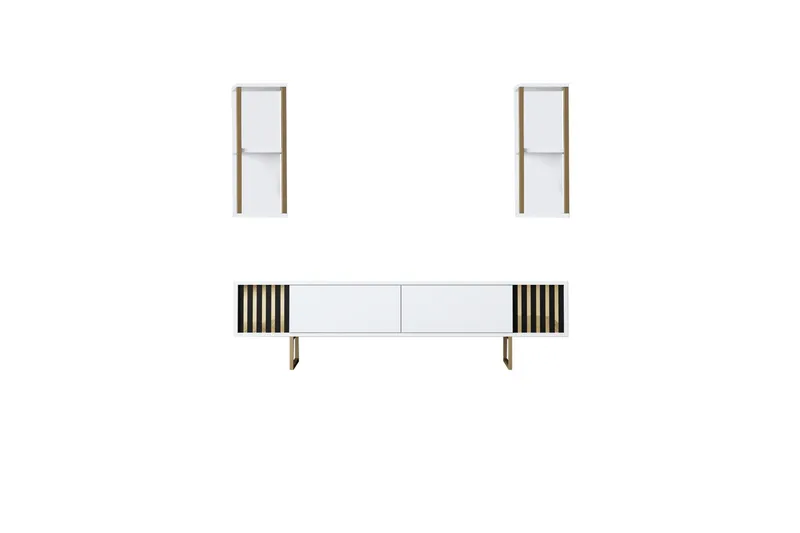 Masatomo Tv-bænk 180 cm, Hvid/Sort