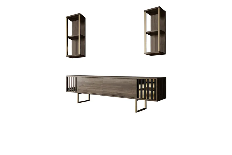 Masatomo Tv-bænk 180 cm, Valnød/Sort