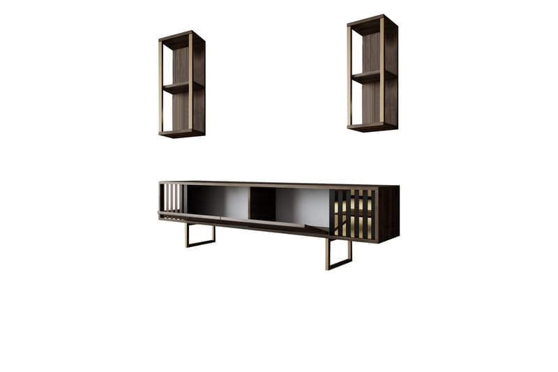 Masatomo Tv-bænk 180 cm - Valnød/Sort - Møbler - TV borde & mediemøbler - TV-borde