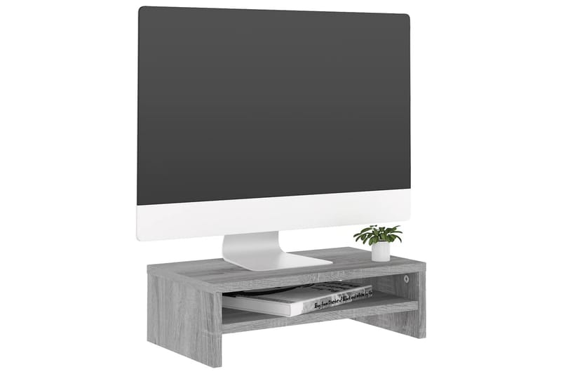 beBasic skærmstander 42x24x13 cm konstrueret træ grå sonoma-eg - GrÃ¥ - Møbler - TV borde & mediemøbler - Mediestativ & vægbeslag