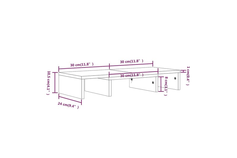 beBasic skærmstander 60x24x10,5 cm massivt fyrretræ - Brun - Møbler - TV borde & mediemøbler - Mediestativ & vægbeslag