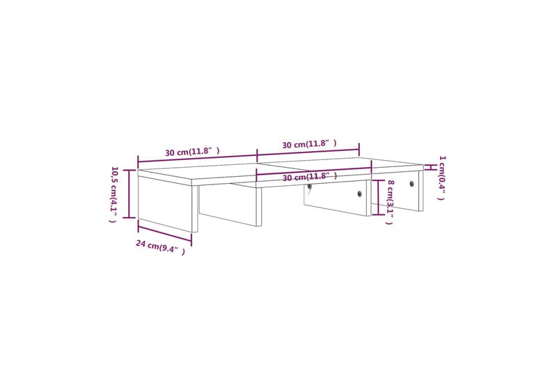 beBasic skærmstander 60x24x10,5 cm massivt fyrretræ - Brun - TV ophæng & TV stativ - Mediestativ & vægbeslag