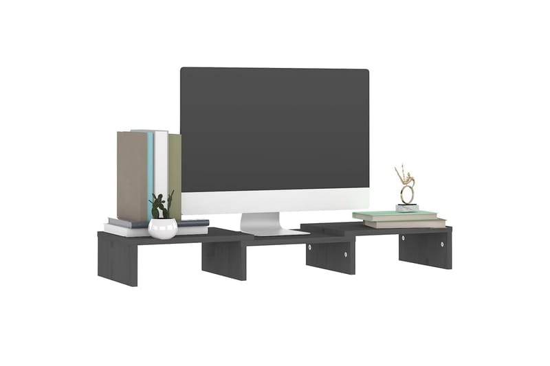 beBasic skærmstander 60x24x10,5 cm massivt fyrretræ grå - GrÃ¥ - Møbler - TV borde & mediemøbler - Mediestativ & vægbeslag