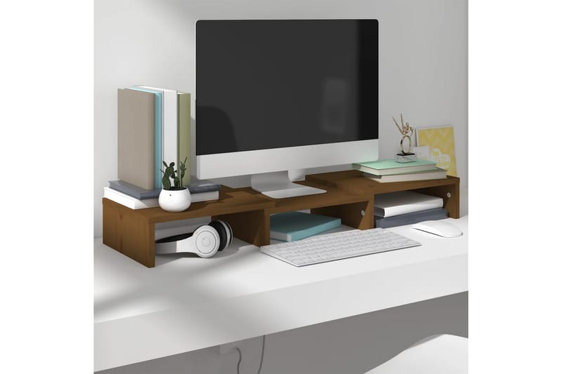 beBasic skærmstander 60x24x10,5 cm massivt fyrretræ gyldenbrun - Brun - TV ophæng & TV stativ - Mediestativ & vægbeslag