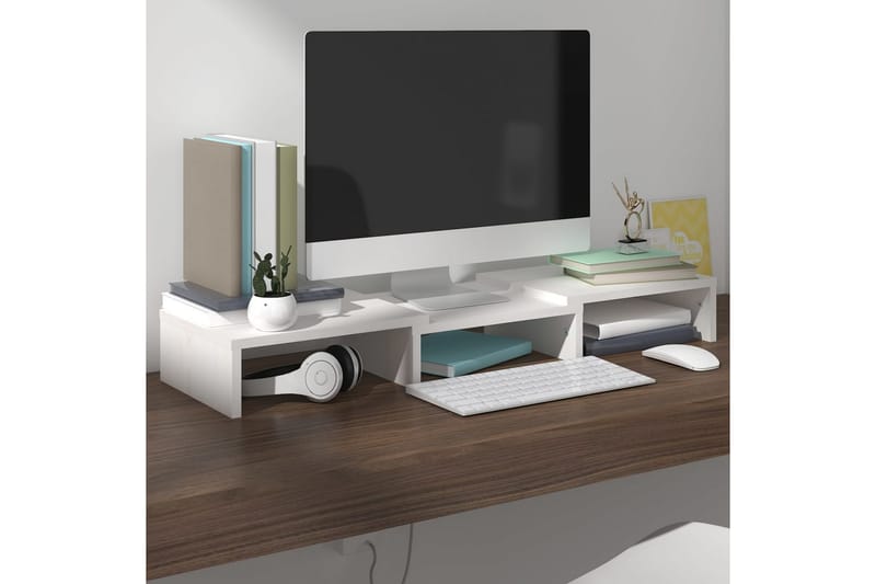 beBasic skærmstander 60x24x10,5 cm massivt fyrretræ hvid - Hvid - TV ophæng & TV stativ - Mediestativ & vægbeslag