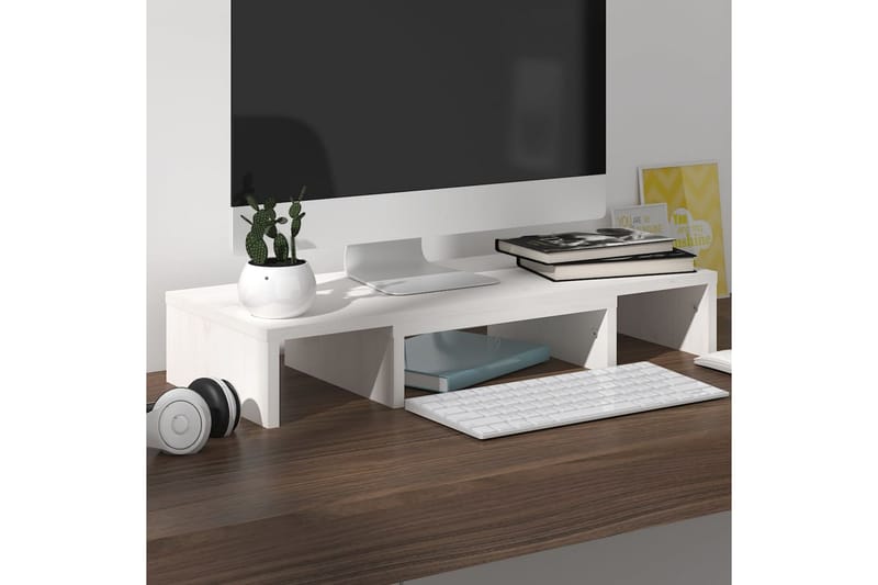 beBasic skærmstander 60x24x10,5 cm massivt fyrretræ hvid - Hvid - TV ophæng & TV stativ - Mediestativ & vægbeslag