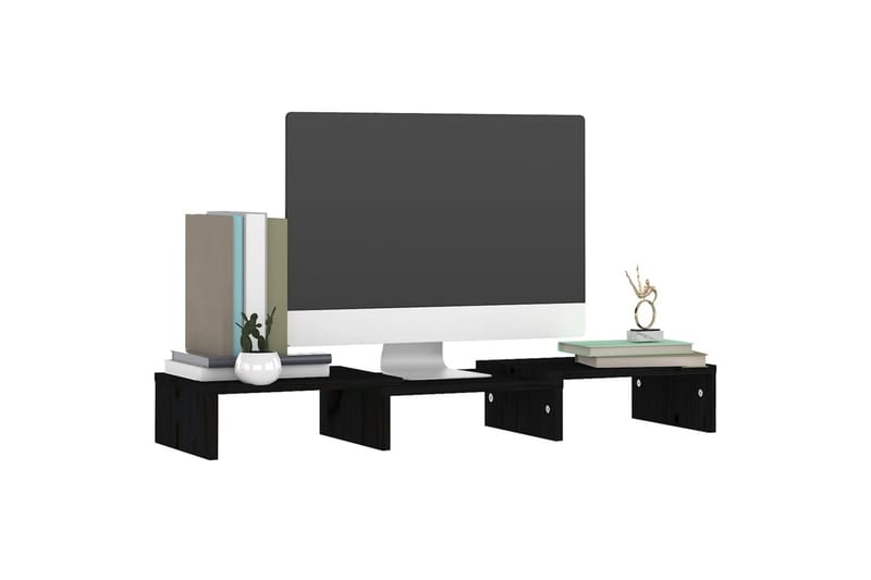 beBasic skærmstander 60x24x10,5 cm massivt fyrretræ sort - Sort - TV ophæng & TV stativ - Mediestativ & vægbeslag