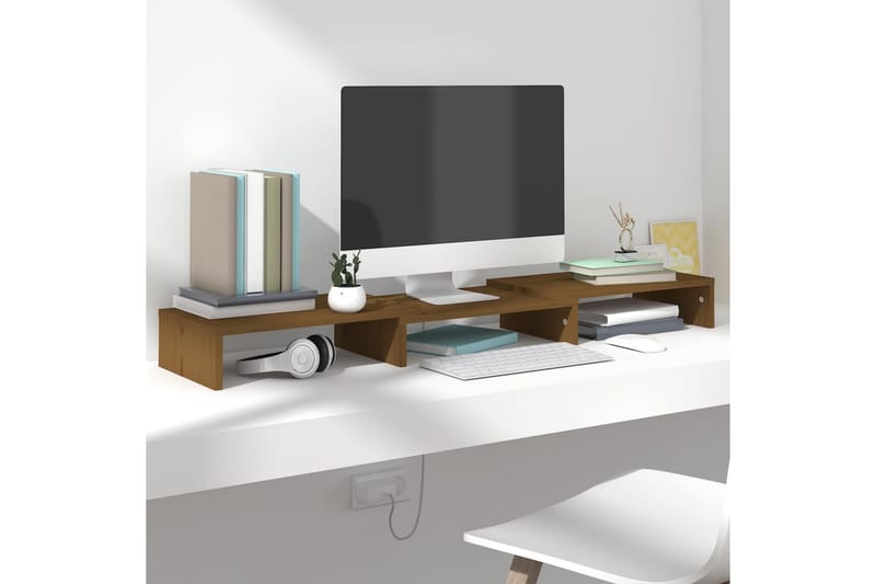 beBasic skærmstander 80x24x10,5 cm massivt fyrretræ gyldenbrun - Brun - TV ophæng & TV stativ - Mediestativ & vægbeslag