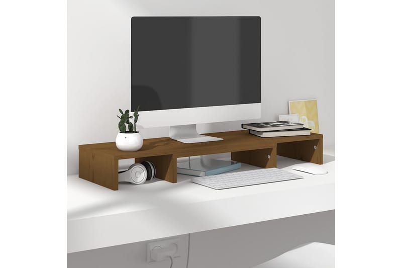 beBasic skærmstander 80x24x10,5 cm massivt fyrretræ gyldenbrun - Brun - TV ophæng & TV stativ - Mediestativ & vægbeslag