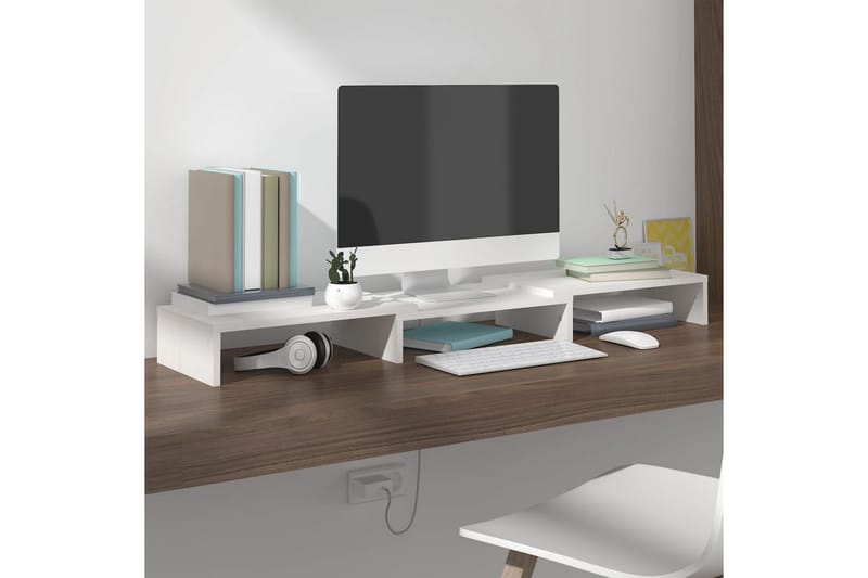 beBasic skærmstander 80x24x10,5 cm massivt fyrretræ hvid - Hvid - TV ophæng & TV stativ - Mediestativ & vægbeslag