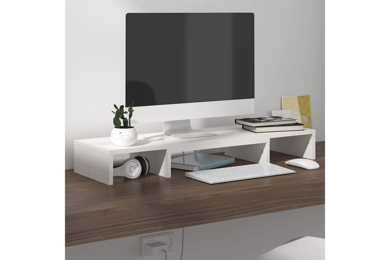 beBasic skærmstander 80x24x10,5 cm massivt fyrretræ hvid - Hvid - Møbler - TV borde & mediemøbler - Mediestativ & vægbeslag
