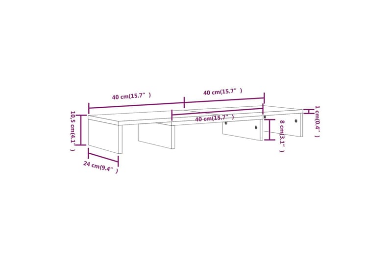 beBasic skærmstander 80x24x10,5 cm massivt fyrretræ hvid - Hvid - Møbler - TV borde & mediemøbler - Mediestativ & vægbeslag