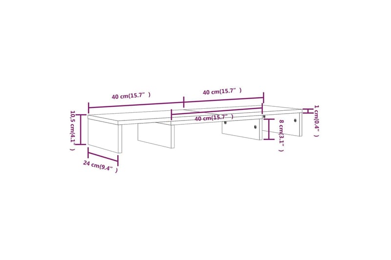 beBasic skærmstander 80x24x10,5 cm massivt fyrretræ hvid - Hvid - TV ophæng & TV stativ - Mediestativ & vægbeslag