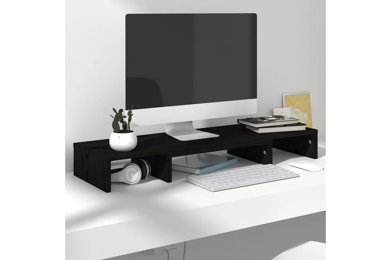 beBasic skærmstander 80x24x10,5 cm massivt fyrretræ sort - Sort - TV ophæng & TV stativ - Mediestativ & vægbeslag